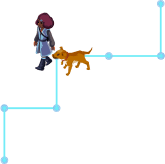 hero and pet dog walking along grid with hero.moveLeft() code in speech bubble